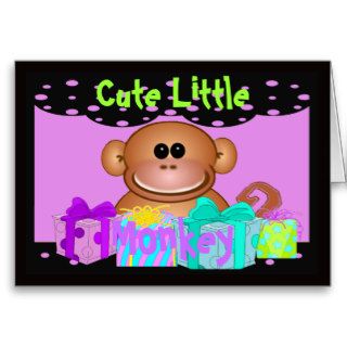 Cute Little Monkey Birthday Card Template