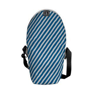 Cerulean Blue and White Diagonal Stripes Courier Bags
