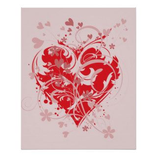 Ornate Heart with floral flourishes Print