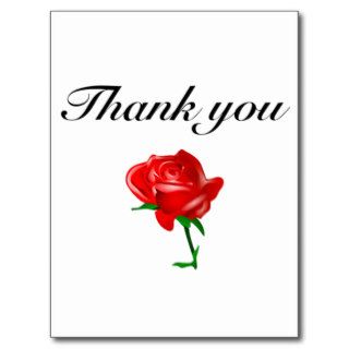 thank you red rose post cards