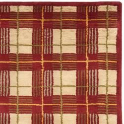 Hand knotted Lexington Plaid Red Wool Rug (7'6 x 9'6) Safavieh 7x9   10x14 Rugs