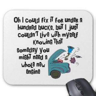 Funny Mechanic Need a New Engine Mouse Pad