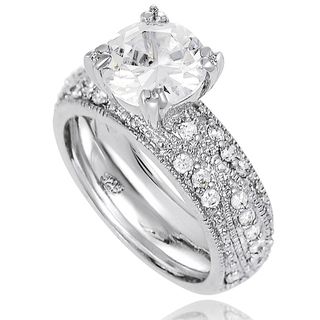 New Tressa Sterling Silver Round Cut Cubic Zirconia Bridal  and Engagement Style Ring Tressa Cubic Zirconia Rings