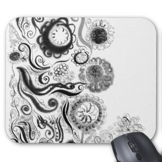 Abstract black and white doodles mouse pads