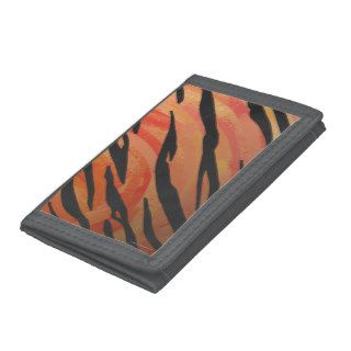 Tiger Hot orange and Black Print Tri fold Wallets