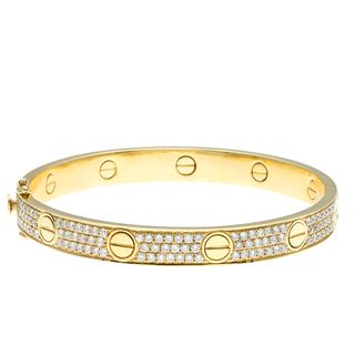 18k Yellow Gold 3ct TDW Diamond Estate Bangle (G H, SI1 SI2) Estate and Vintage Bracelets