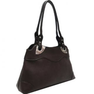 Dasein Designer Classic Shoulder Handbag w/ Studded Straps Coffee Shoes