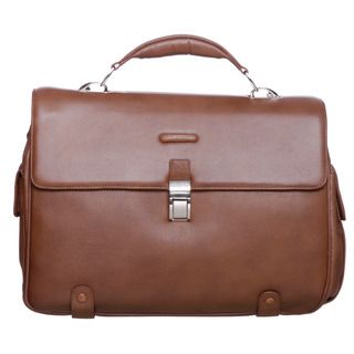 Piquadro Leather Double Gusset Briefcase Piquadro Leather Briefcases