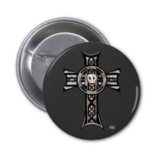 Celtic Cross & Skull (Silver) Buttons