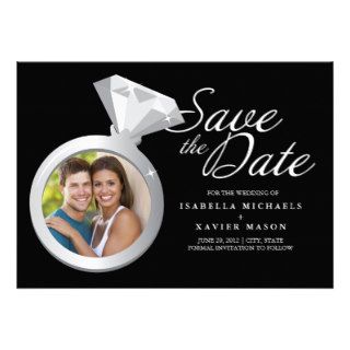 5 x 7 Engagement Ring  Save The Date Announcement