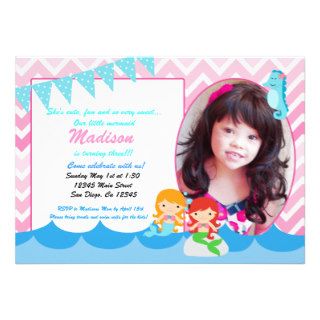 Little Mermaid girls birthday party invitation