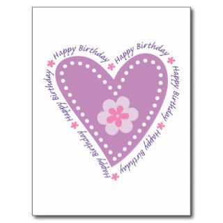 Happy Birthday Heart & Flower Postcard