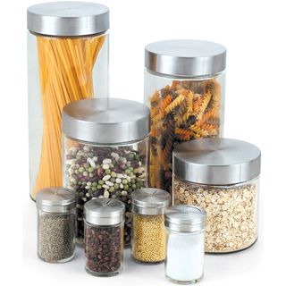 Cook N Home 8 Piece Glass Canister Spice Jar Set Cook N Home Storage Jars