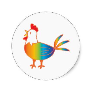 Chicken ~ Rooster Hen Chick Cartoon Round Stickers