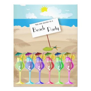 Trendy Tropical Umbrella Drinks Beach Party Invite