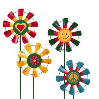 Grasslands Road Groove Garden Groovy Spinning Metal Pinwheels, Four Styles, Set of 4 (Discontinued by Manufacturer) Patio, Lawn & Garden