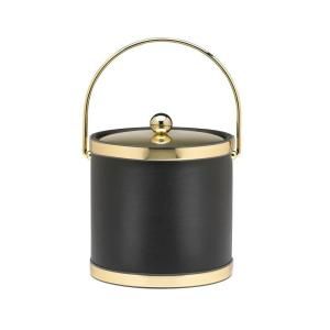 Kraftware Sophisticates Black with Polished Gold 3 qt. Ice Bucket with Metal Cover 50068