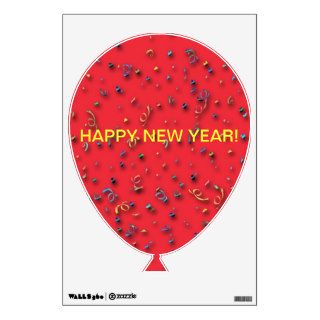 "Happy New Year" Confetti on Red Wall Decal