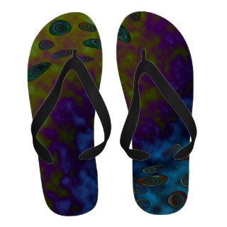 Green blue cosmic abstract flip flops