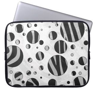 Zebra Black and Light Gray Print Laptop Sleeve