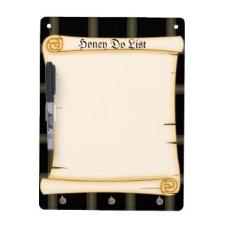 Black Plaid and Scroll Honey Do Dry Erase Board