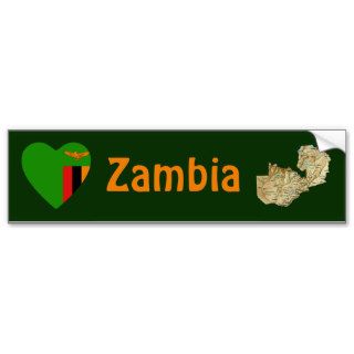 Zambia Flag Heart + Map Bumper Sticker