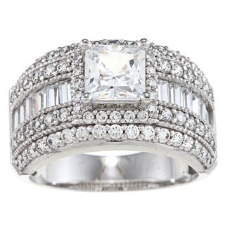 Alyssa Jewels 14k White Gold 3 1/2ct TGW Clear CZ Engagement style Ring Alyssa Jewels Cubic Zirconia Rings