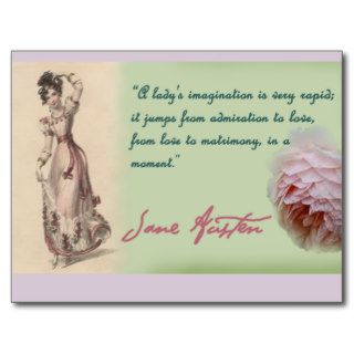 A Ladies Imagination, Jane Austen quote Postcard