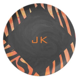 Zebra Black and Orange Print Party Plates