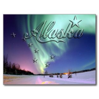 Alaska State Northern Lights Flag Post Cards