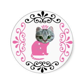 Princess Kitty Round Stickers