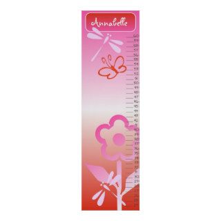 Growth Chart Poster Butterfly Dragonfly