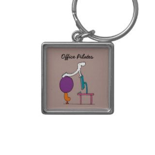 Office Pilates square keychain, brown