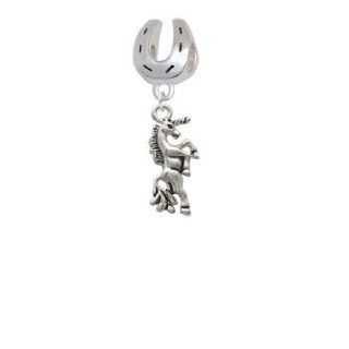 Unicorn Silver Lucky Horseshoe Charm Bead Dangle Delight & Co. Jewelry