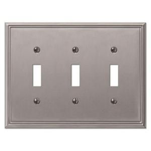 Creative Accents Metro Line 3 Gang Decorative Wall Plate   Brushed Nickel 3103BN