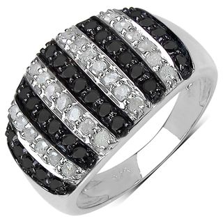Malaika Sterling Silver 4/5ct TDW Black and White Diamond Ring (I J, I3) Malaika Diamond Rings