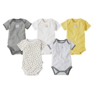 Burts Bees Baby Newborn Neutral 5 Pack Short sleeve Bodysuit   Yellow/Grey 3 6 M