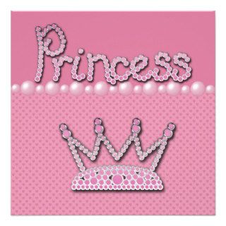 Princess Crown Shoes & Jewel Pacifier Baby Shower Personalized Invites