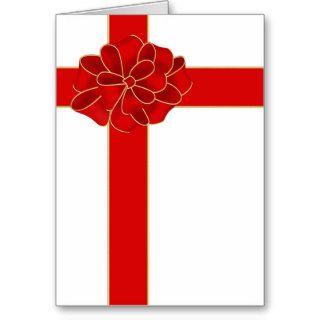Red Christmas Bow Greeting Cards