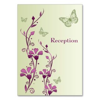 Purple, Green Floral Butterflies Enclosure Card Business Card Template