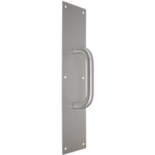 Rockwood 106 X 70C.28 Aluminum Pull Plate, 16" Height x 4" Width x 0.050" Thick, 6" Center to Center Handle Length, 3/4" Pull Diameter, Clear Anodized Finish Hardware Handles And Pulls
