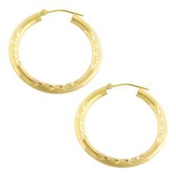Fremada 14k Yellow Gold Diamond cut Hoop Earrings (30 mm) Fremada Gold Earrings