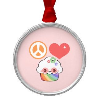 Peace, Love, & Cupcakes Christmas Ornament