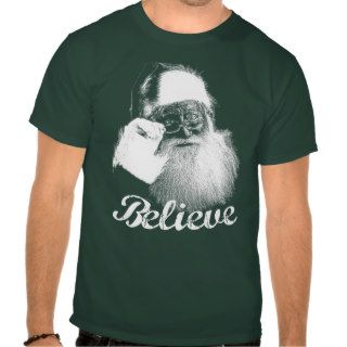 Monochrome Santa Claus Believe T shirt