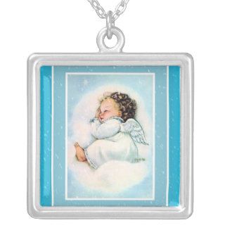 Little Sleeping Angel Blue Necklace