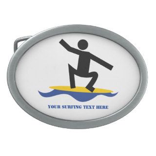 Surfing gifts, surfer on his surfboard custom belt buckle