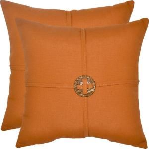 Hampton Bay Nutmeg 1 Button Outdoor Throw Pillow (2 Pack) 7721 02450800