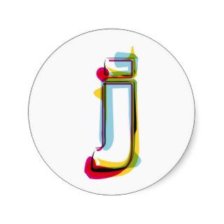 Abstract and colorful letter j stickers