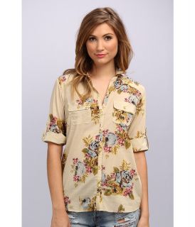 KUT from the Kloth Emily Top Womens Long Sleeve Button Up (Khaki)