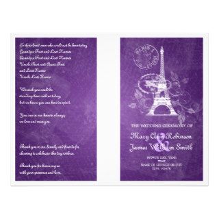 Wedding Program Romantic Paris Purple Flyer